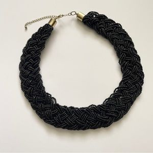Braided Beaded Necklace in Black